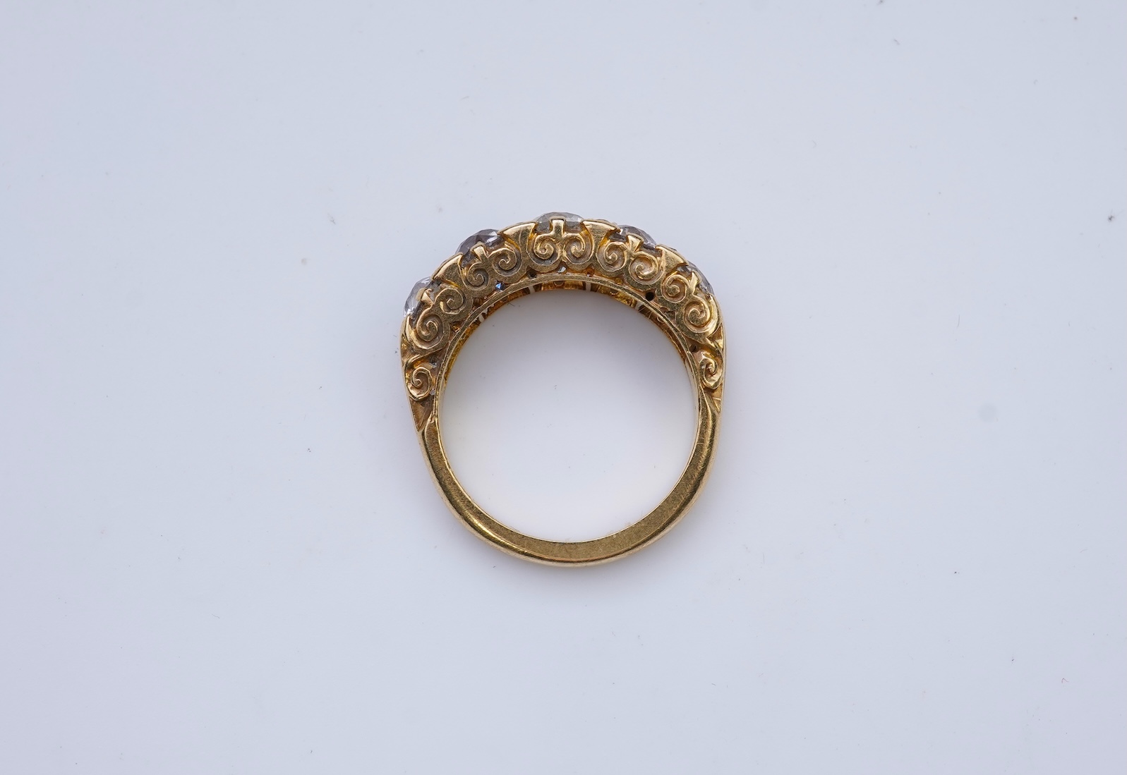 A five-stone diamond ring, circa 1900